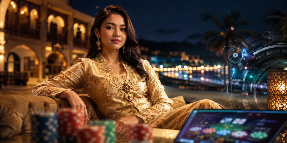 Suasana kasino dan pertaruhan di Langkawi dengan tema kebaya tradisional